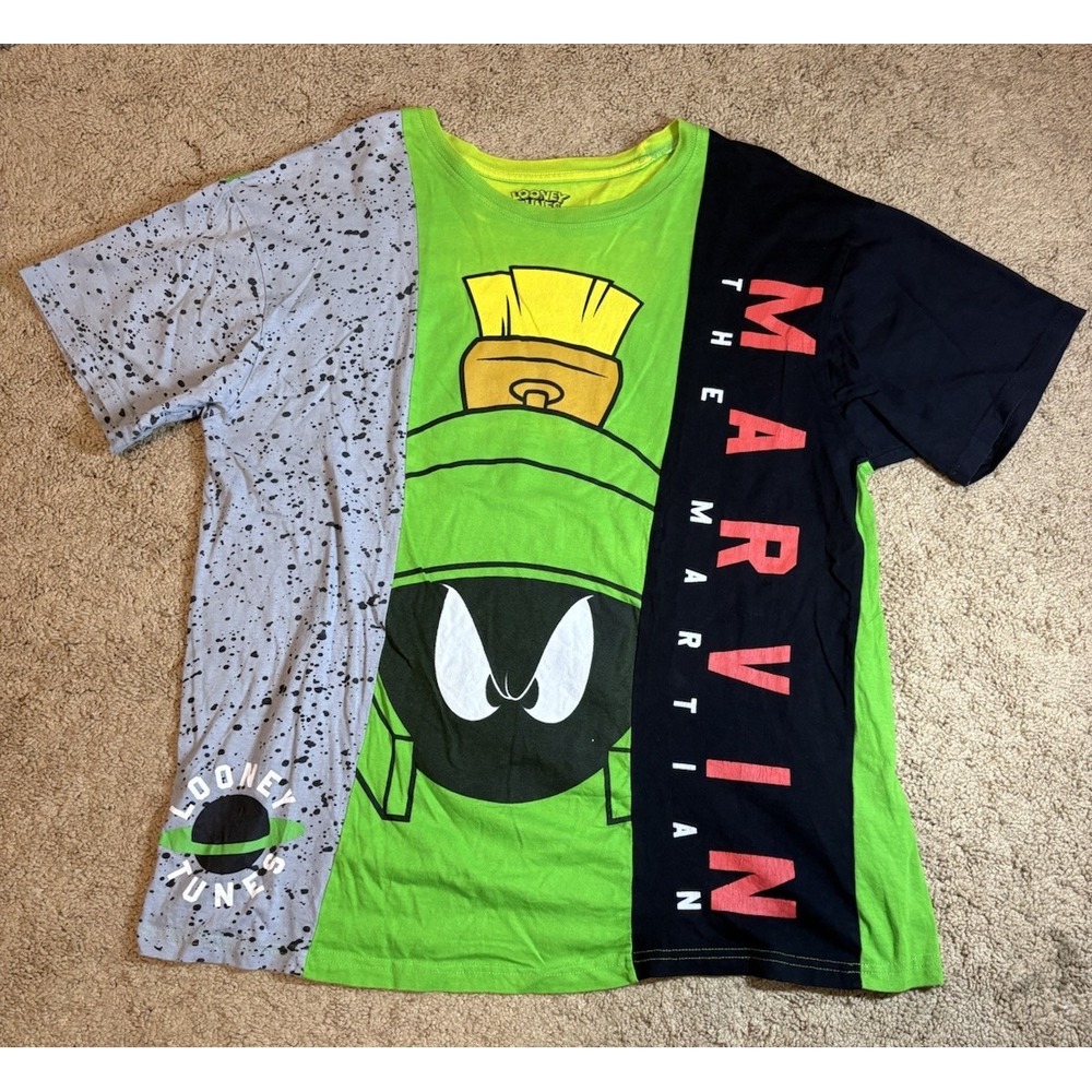 Looney Tunes Shirt Men's XL Marvin Martian Green 90's‎ Y2K
